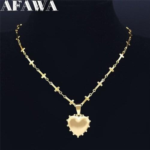 2021 Gross Heart Stainless Steel Small Choker Necklace Women/Men Gold Color Statement Necklace Jewelry colgante NK47S02