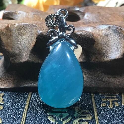 Real Natural Amazonite Pendant Jewelry For Woman Lady Man Crystal Silver 38x18x9mm Beads Mozambique Water Drop Stone AAAAA
