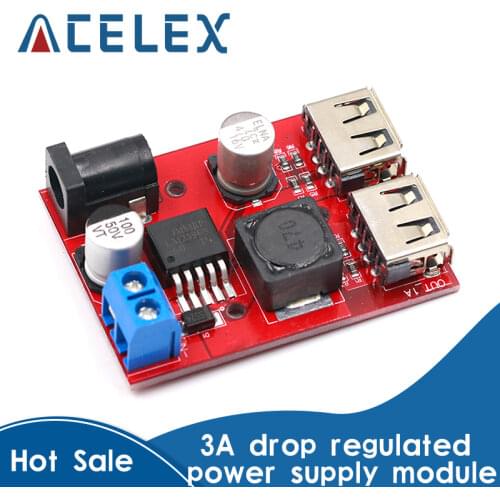 LM2596 LM2596S Dual USB DC-DC 9V 12V 24V 36V to 5V 3A Step Down Buck Converter Board Car Charger Solar Power Supply Module