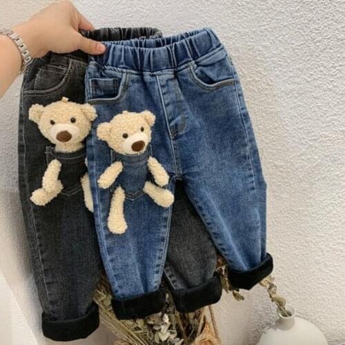 Casual Spring Autumn Jeans Pants For Boys Girls Children Kids Trousers Clothing Teenagers High Quality Send Bear
