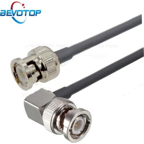 RG58 Cable BNC Male to BNC Male Right Angle Plug 50 Ohm RF Coaxial Pigtail CCTV Camera Extension Cord RF Coax Jumper