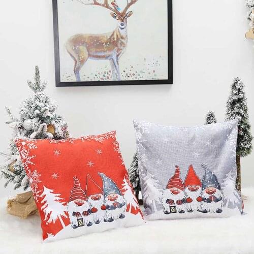 Christmas Pillow Covers, Cute Gnome Nordic Tomte Print Throw Cushion Covers for Sofa, Couch, Bed