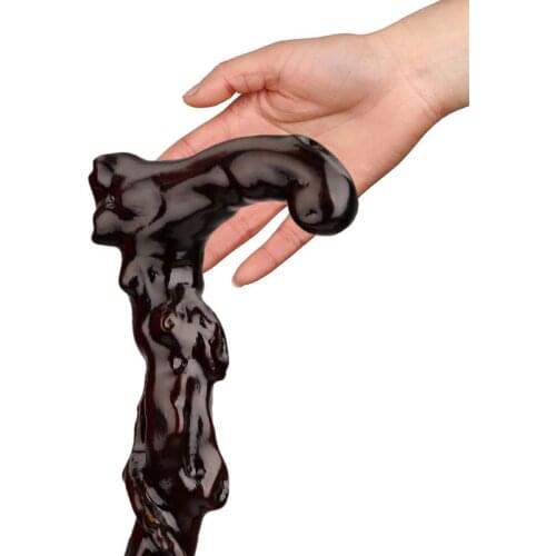 The old wood carving carving stick times Fu iron pear wood products old mahogany cane cane Walker pet buda