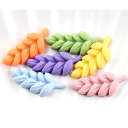 DIY Jewelry Findings Ornament Accessories 20pcs Kawaii Leaf Shape Flatback Cameo Patch Embellishments Scrapbooking 12*29mm