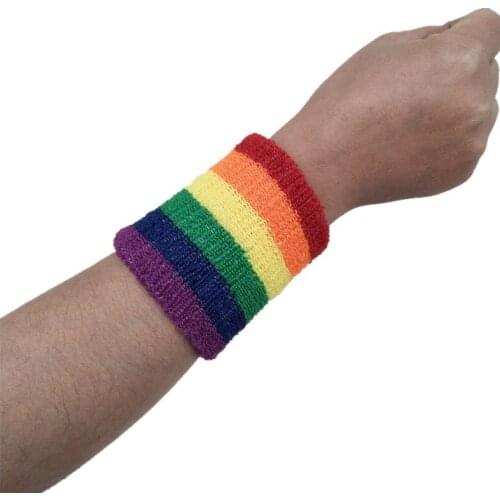 Wrist Protective gear sweat-absorbent wristband Rainbow cotton Basketball badminton Sports sweat absorb Band
