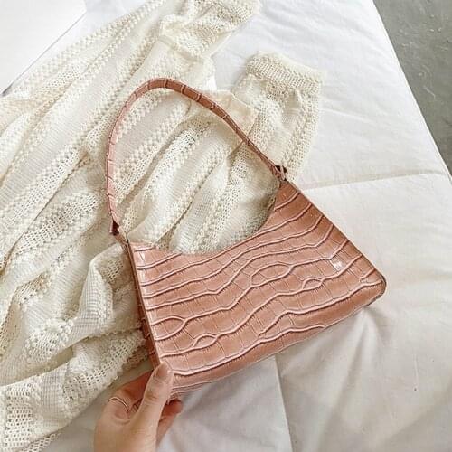 X7YC Crocodile Pattern Women Underarm Bag PU Leather Ladies Small Shoulder Bags Female Tote Purse Handbags