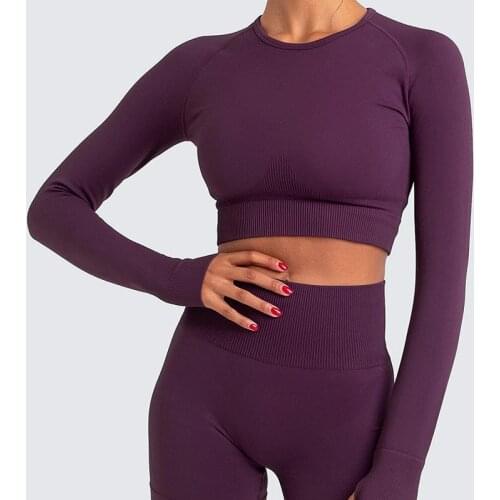 Womens Seamless Long Sleeve Yoga Top Fitness Shirts Solid T-shirts Running Gym Shirts Breathable Quick Dry Top Feamle 2021 New