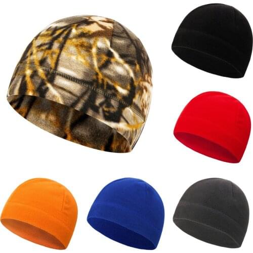 Men Women Unisex Winter Solid Color Soft Warm Watch Cap Polar Fleece Thickened Military Beanie Hat Windproof Outdoor Headwear