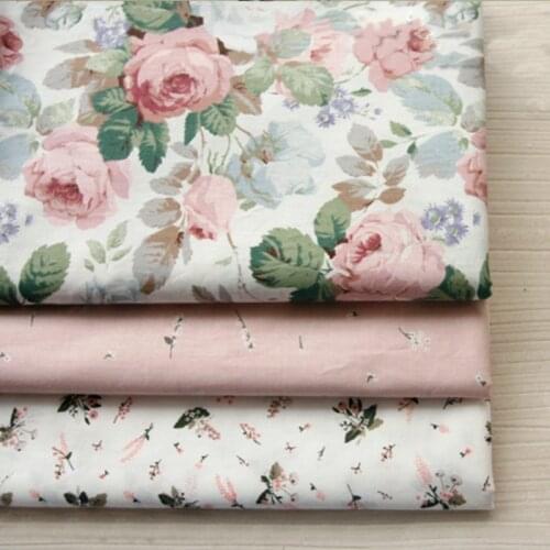 1 pcs 160x50cm / 3pcs 50x50cm Rose Manor Twill Cotton Cloth Dress Skirt Baby Clothes Garment diy bedding apron fabric