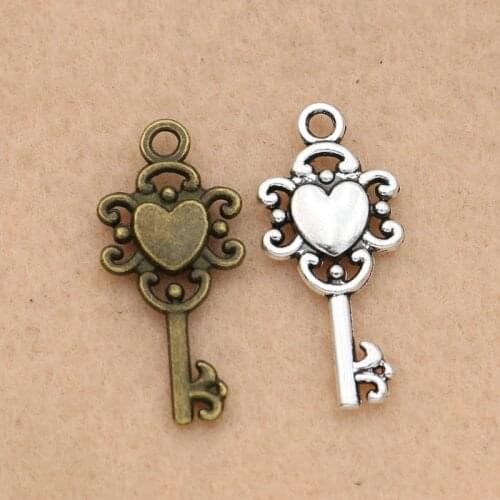 10pcs Antique Silver Plated Heart Lock Charm Pendant fit Bracelet Necklace Jewelry DIY Making Accessories 26x12mm