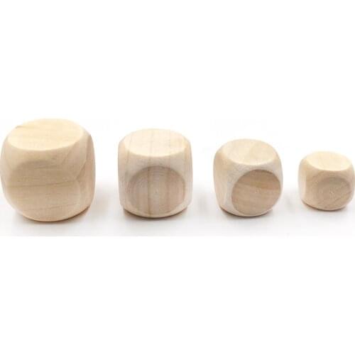 20pcs 6 Sided Blank Wood Dice Party Family DIY Games Printing Engraving Kid Toys Dices for Gaming for Children Wood Cube Dices
