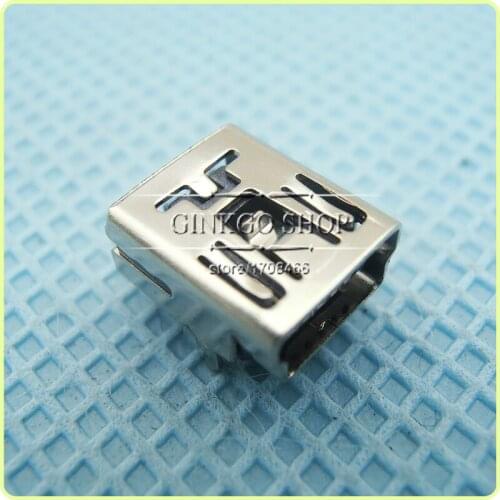 200pcs/lot Mini usb jack Charging Socket female sockect 5P 2 DIP foot 90 degree