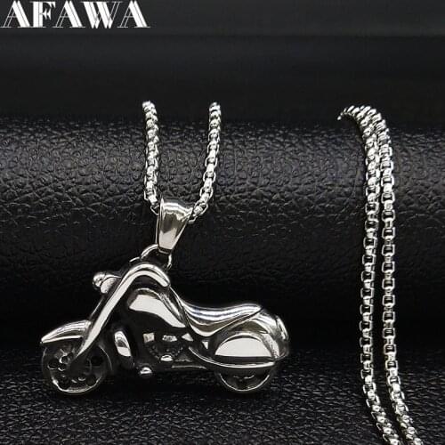 2021 Gothic Motorcycle Stainless Steel Necklace for Men Silver Color Long Chain Necklace Jewelry cadenas para hombre N19069