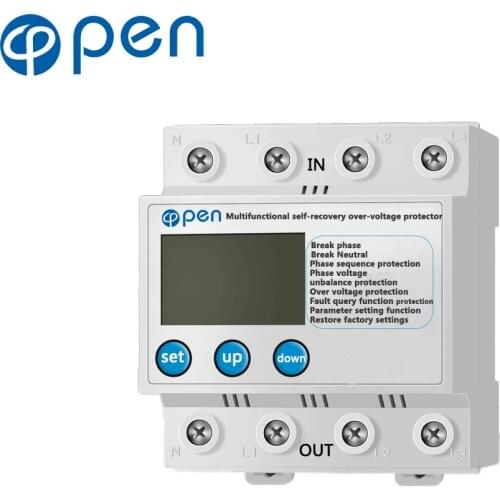 380V Three-phase multi-function adjustable self-recovery intelligent over-voltage protector