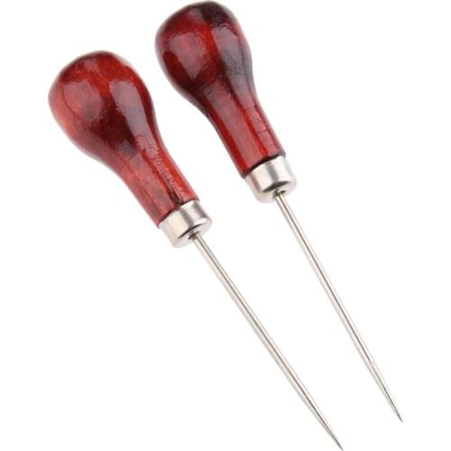 5Pcs 110mm Wood Metal Sewing Awls Leather Stitching Sewing Awl Repair Tool Sewing Punch Hole Hook Awl Leather DIY Handmade Tool