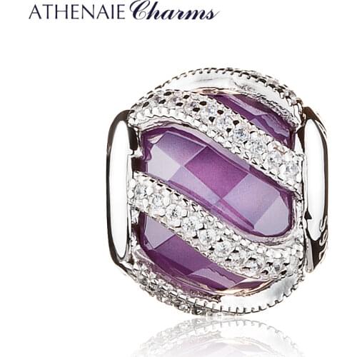 ATHENAIE 925 Sterling Silver Natures Radiance Purple Charm Beads Fit Original European Bracelet Bangle Authentic DIY Jewelry