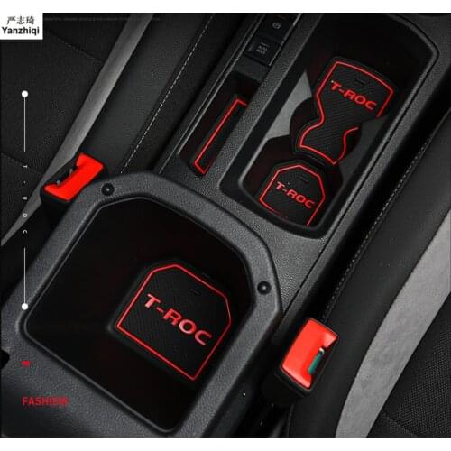 Car Cup Anti Slip Door Slot Mat Pad Car Styling Interior Decoration Car Styling 14Pcs/Set For VW T-Roc 2017 2018