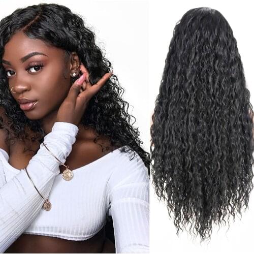 AZQUEEN 30" Synthetic Long Deep Wave Wigs for Black Women Afro Kinky Curly Hair Wigs for Girl Heat Resistant Cosplaly Party Wigs