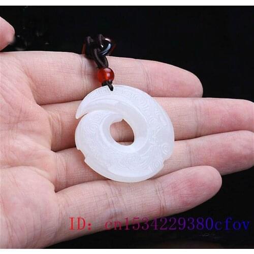 White Jade Rune Pendant Necklace Gifts Jewelry Natural Amulet Carved Men Double-sided Charm Fashion Jadeite Chinese Women