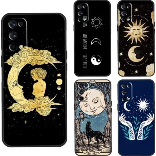 Sun Moon Art Case For Realme 6 7 8 Pro 7i C3 C21 GT Q3 Pro Phone Cover For OnePlus 9 Pro 7 Nord 7T 8T