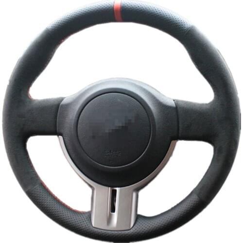 Black Suede Leather DIY Hand-stitched Car Steering Wheel Cover for Toyota 86 Subaru BRZ Scion FRS Parts