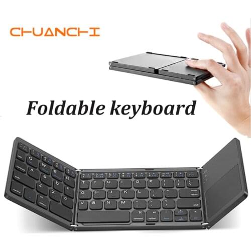 CHUANCHI B033 Portable Twice Folding Bluetooth Keyboard BT Wireless Foldable Touchpad Keypad for Windows/IOS/Android ipad Tablet