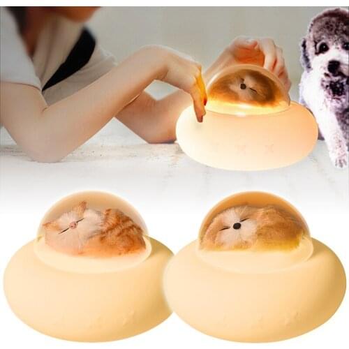 Decorative Cute Cat Dog Pet Silicone Night Light USB Rechargeable Lamp Dimmable Timer USB Rechargeable Silicone Spaceship