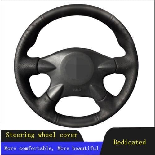 DIY Steering Wheel Cover Black Genuine Leather For Nissan Almera (N16) X-Trail (T30) Primera (P12)Terrano 2 Pathfinder Paladin
