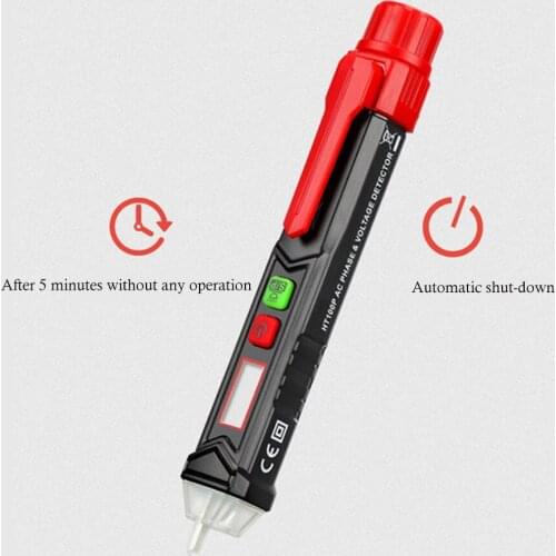 HT100P Non Contact 3 Phase Rotation Indicator AC Voltage Detector Pen Tester Right Left Normal Reverse Rotation Pencil