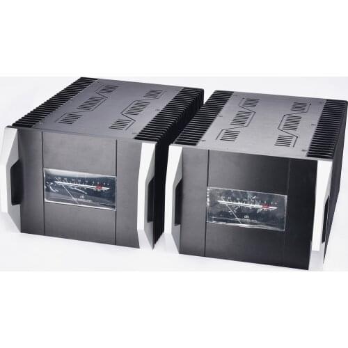 1 pair high end black Full Aluminum Class A Amplifier Chassis VU Meter Amp DIY Case with handle and Heatsink