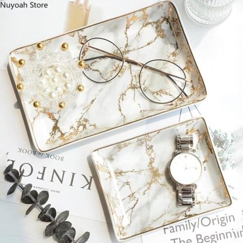 Nordic Marble Storage Tray Living Room Coffee Table Storage Tray Household Bathroom Decoration Accessories Photography Props