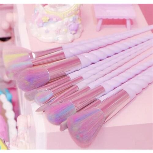 10pcs Spiral Makeup Brushes Set Maquiagem Pink Handle Unicorn Foundation Eyeshadow Beauty Women Glitter Make Up Brush Tools