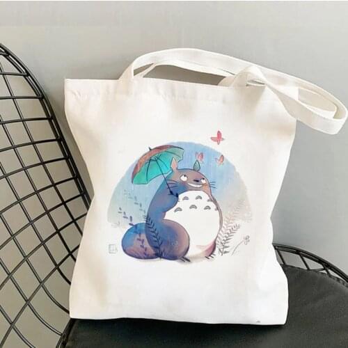 2021 New Cartoon Printed Shopping Bag Ins Style Canvas Handbag Large-capacity Shopper Tote Bag Travel Ecobag Receive Bag