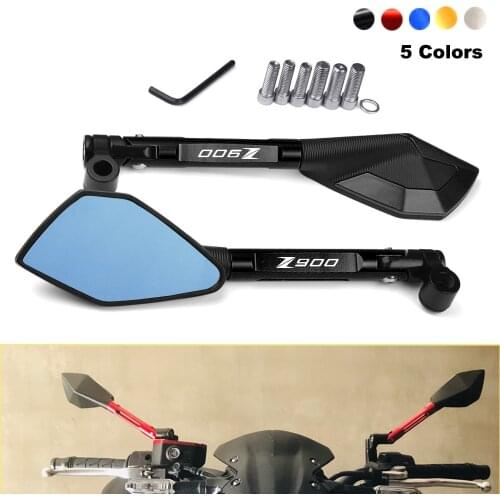 New For Kawasaki Z900 Z 900 2017-2018 2019 2020 2021 Motorcycle Handlebar Rear View Mirrors Blue Anti-glare Mirror CNC Aluminum