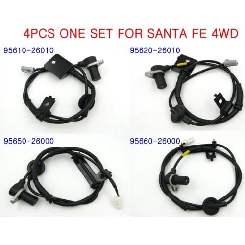 One Set 4Pcs ABS Wheel Speed Sensor Fits 01-06 Hyundai Santa Fe 4WD ABS Sensor 95620-26010,95610-26010,95660-26000,95650-26000