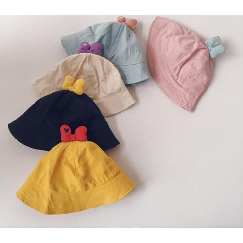 Spring Summer Baby Fisherman Hats Kids Boys Girls Bowknot Sun Hats Beach Caps Autumn Cotton Bucket Hat