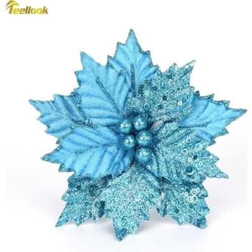 Teellook 5pcs 22cm Christmas Decoration Flower Christmas Tree Decoration Christmas Hotel Mall Pendant