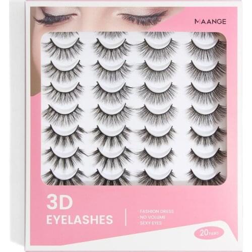 MAANGE 20 Pairs Of 3D Eyelashes Natural Thick Long False Eyelashes Dramatic Fake Lashes Makeup Extension Eyelashes TSLM1