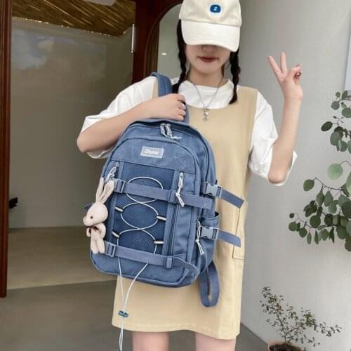 New Solid Color All-match Fashion Womens Backpack Oxford Cloth Waterproof Schoolbag For Girls Large Capacity Travel Backpacks