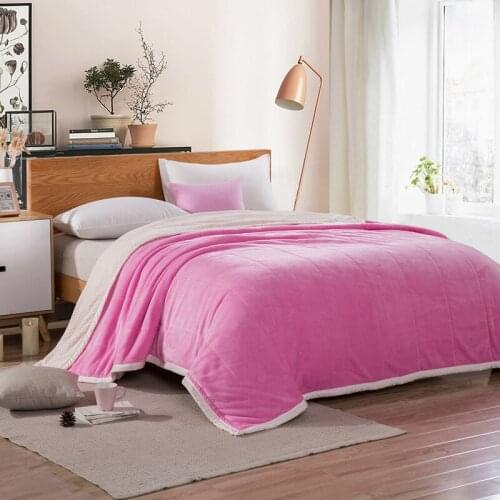 Thicken Flannel Blanket Pink Blankets Throw on Sofa/Bed/Plane Travel Patchwork Solid Bedspread Christmas Decorations for Home