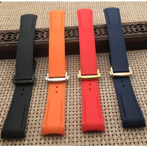 Waterproof Curved EndSilicone Rubber Watch band 20mm 22mm Black Blue for Omega strap Seamaster Planet 232 Ocean Bracelet Tools