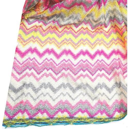 Knitting Lace Fabrics Zig Zag Wave Striped Lace Crochet Mesh Fabric Diy Fashion Cloth 150CM