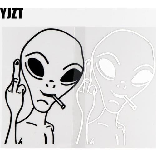 YJZT 10.3X15CM Funny Alien Personality Ufo Car Sticker Vinyl Decal Car Windows Decor Black / Silver 10A-0282