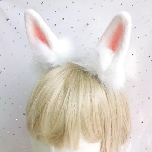 Kawaii Deer & Rabbit Ear Hairpin KC Headband Maid Cosplay Handmade Kemonomimi Beast Ear Hair Clip Simulation Loli Costume Props