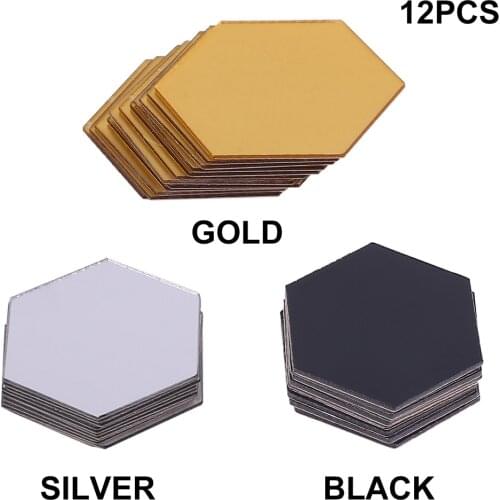 Wall Art Mirror Sticker 12PCS Hexagon