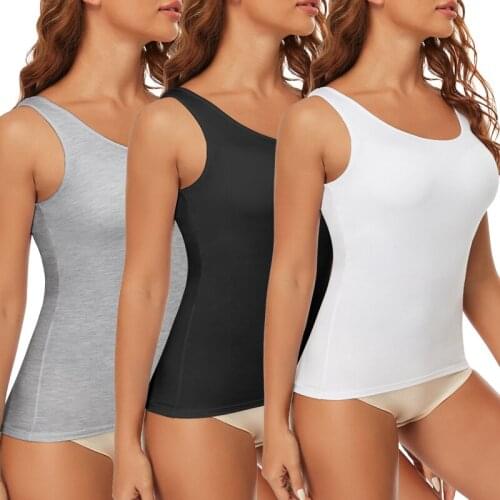 Womens Cami Shaper with Built in Bra Tummy Control Camisole Tank Top Underskirts Seamless Shapewear Slimming Body Shaper