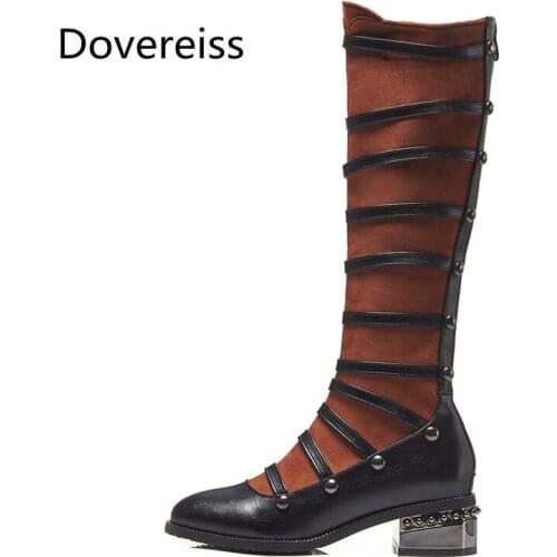 Dovereiss Fashion Female boots Winter Elegant new sexy consice Back zipper Pointed toe Knee high boots 43