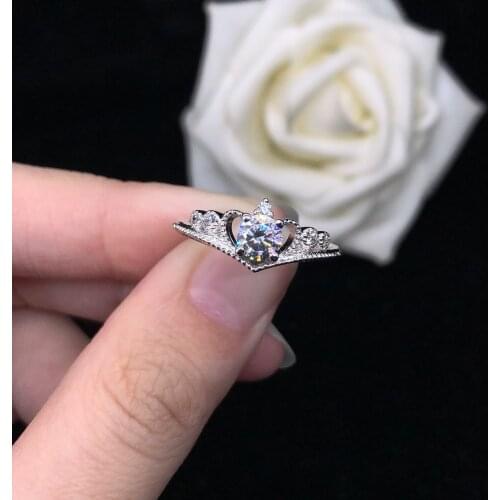 AU585 Pretty 0.5Ct 5.0mm D VVS1 Round Cut Moissanite Diamond Ring Solid 14K White Gold Jewelry for Women Wedding Ring