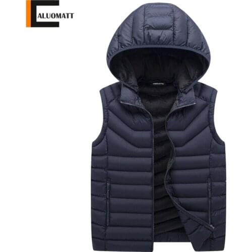 Sleeveless Mens Vest Jacket Autumn Winter Fashion Cotton-Padded Vest Coats Men Thick Warm Waistcoat Slim Zipper Brand Clothing