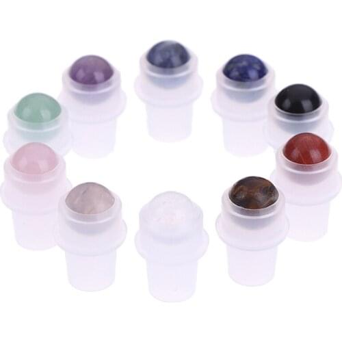 1PCS Natural Gem Roller Ball Essential Oil Perfume Bottle Accessories Gemstone Roller Ball Refillable Bottles Roller Bottles